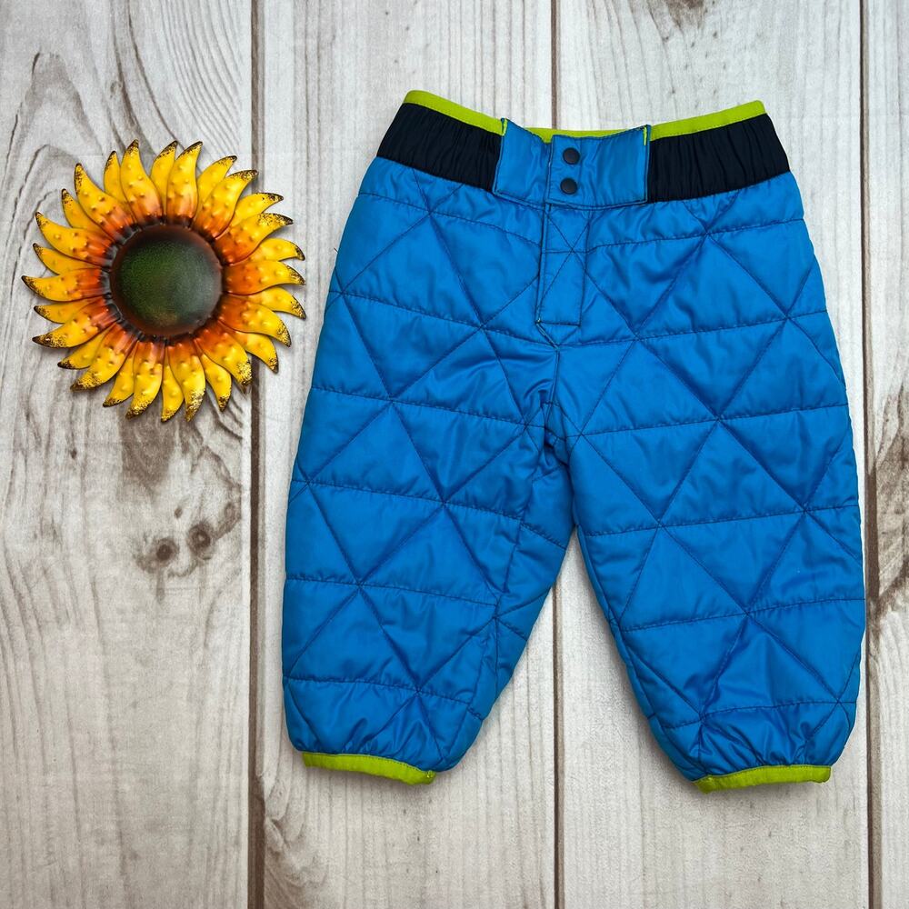 Patagonia Baby Quilted Puff Pants Blue Print Insulated 3-6 Months‎